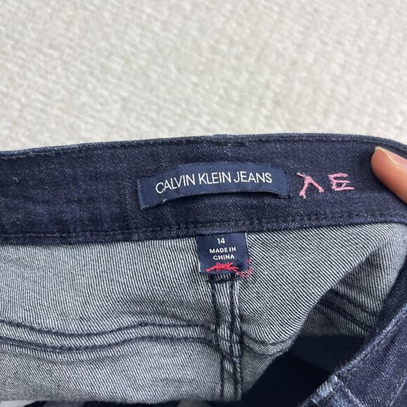 Calvin Klein Jeans Women’s Sz 14 Dark Blue High Rise Skinny Denim Pants Casual - Picture 8 of 14